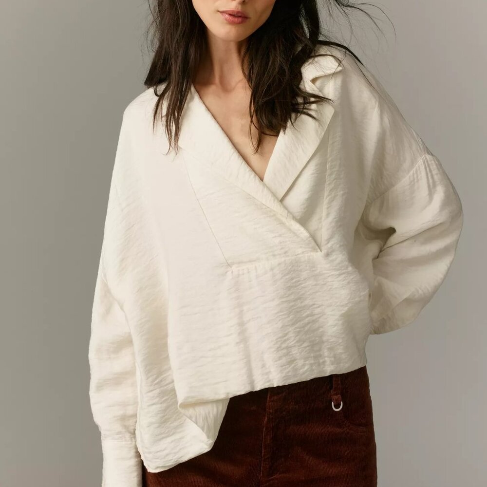 Anthropologie Cream long-sleeve blouse, Dylan